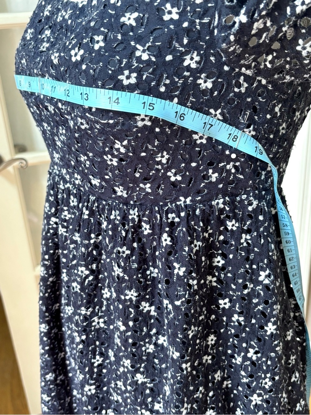 Anthro Maeve Black Floral Eyelet Babydoll Dress Puff Sleeve Cottagecore M - Picture 7 of 10